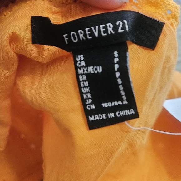 FOREVER 21 Lace Trim Corset Cotton Crop Top In Orange. Size Small NWT - Picture 2 of 16
